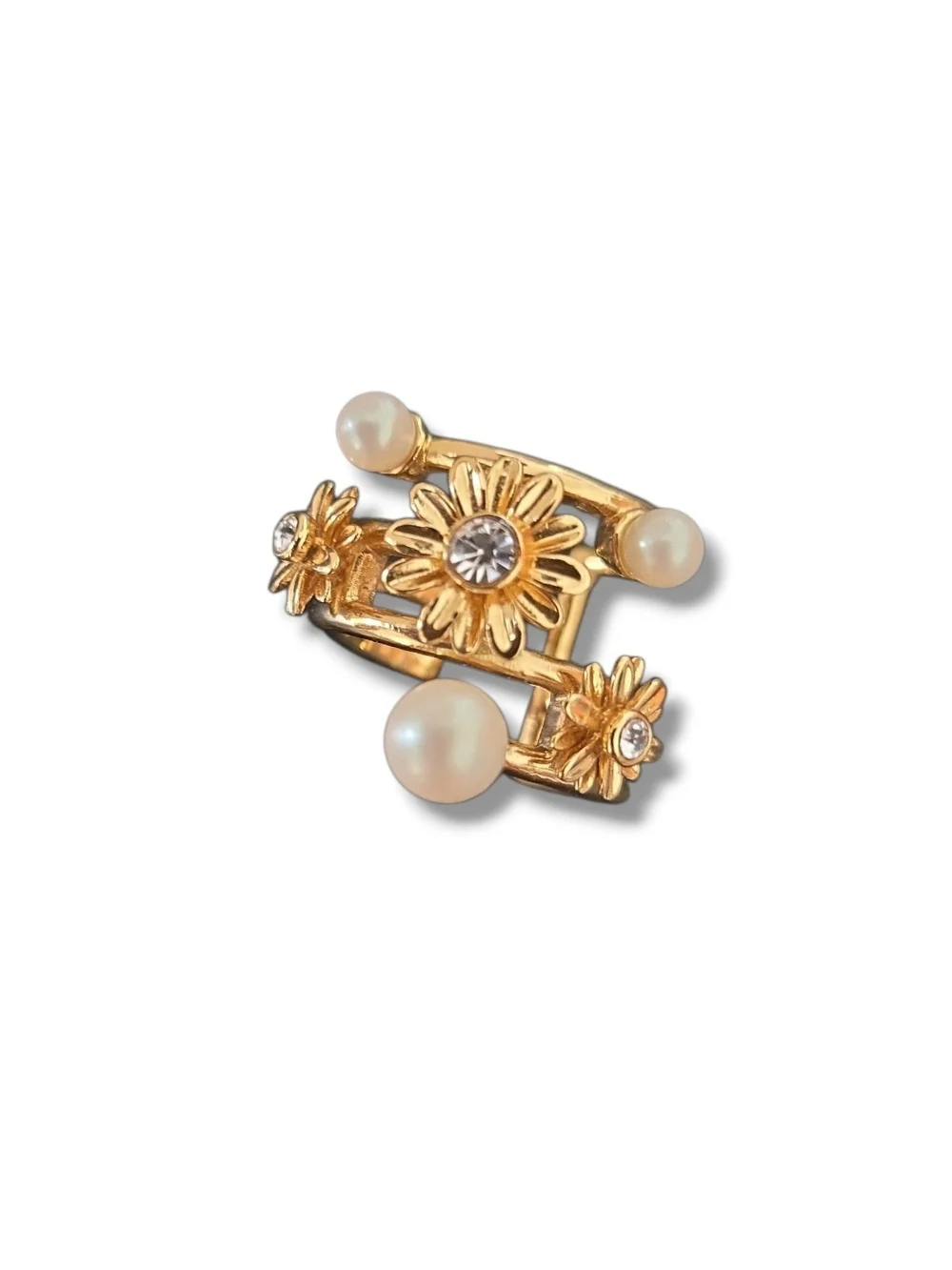 kate spade Gold Floral Pearl Adjustable Ring